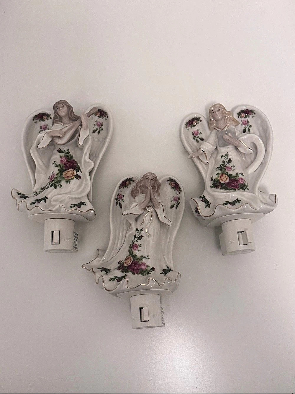 Royal Albert “Old Country Roses” Angel Night Lights - Set of 3